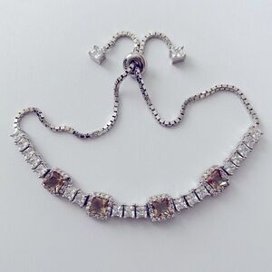 Color changing stones green or beige slider 925 silver stunning bracelet